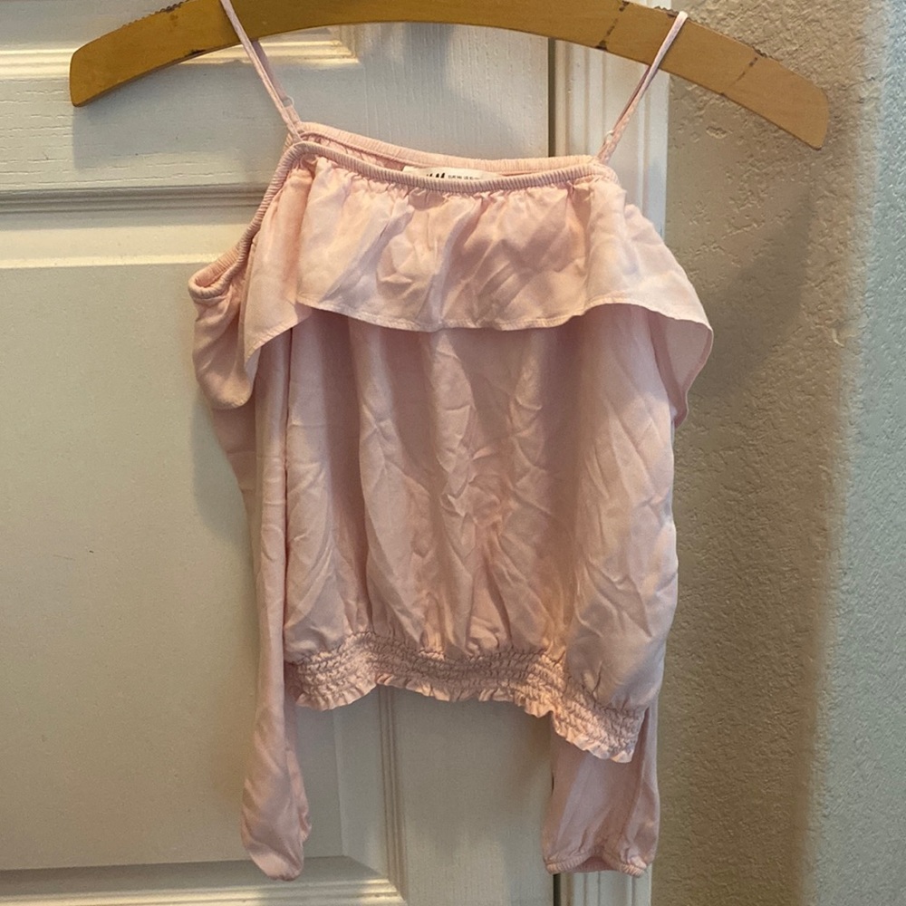 h&m baby pink long sleeve blouse